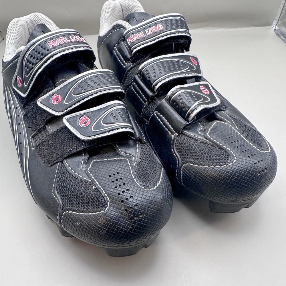 Pearl Izumi Cycling Shoes Women 40 Black MTB Spin Shimano SPD Cleats Straps - Picture 2 of 8